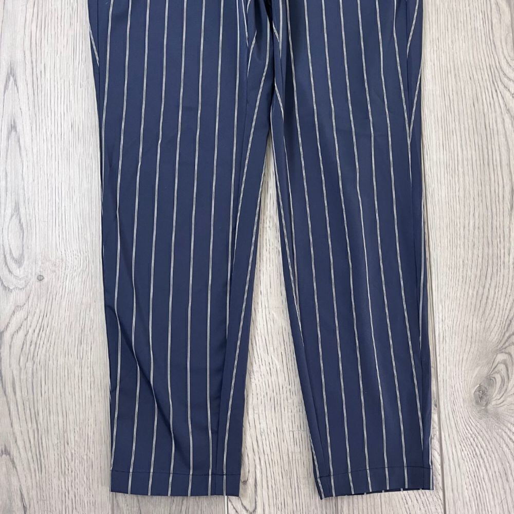 Athleta Blue Midtown Size 0 Stripe Ankle Pull On Athleisure Pants Trouser Office - Picture 4 of 16